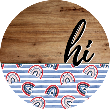Patriotic Door Hanger Hi Dco - 01494 - Dh 18’ Round Wood
